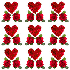 red  rose petal heart  valentine