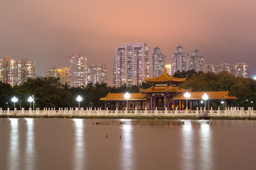 Fototapeta na wymiar Night cityscape in the Chinese city Shenzhen