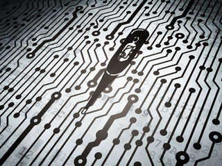 Health concept: circuit board with Thermometer