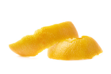 Curl of orange peel isolated