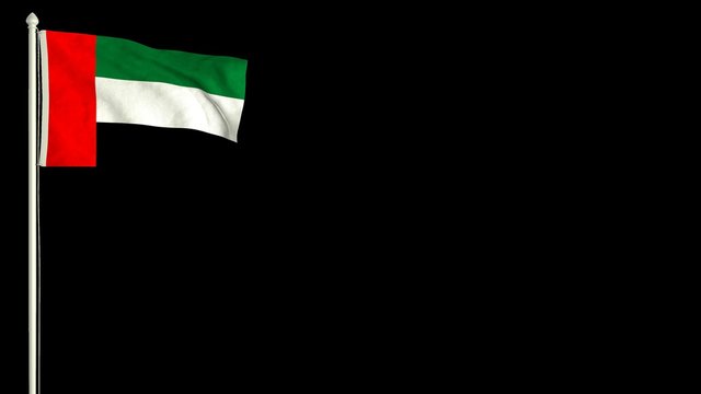 Emirati flag waving in the wind with PNG alpha channel for easy project implementation.