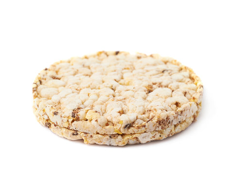 Pile of diet rice crackers isolated