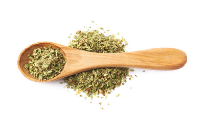 Pile of oregano seasoning isolated