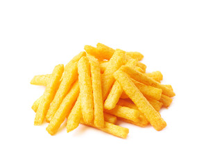 Cheese puff sticks isolated
