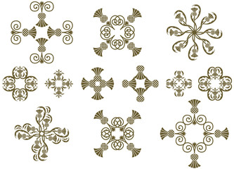 Art Nouveau decorative floral design icons