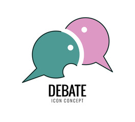 Debate and dialog, discussion, conversations symbol. flat vector