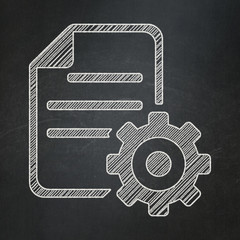Software concept: Gear on chalkboard background