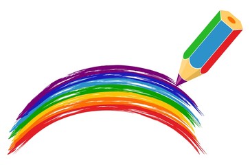 Fototapeta premium Rainbow drawn with a pencil.
