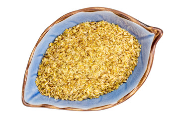 golden flax meal in a bowl