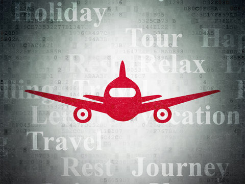 Tourism concept: Aircraft on Digital Paper background