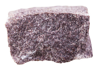 red alunite mineral stone isolated on white