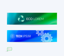 Website header or banner set with blurred background. Vector ill