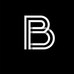 Capital letter B. Overlapping with shadows logo, monogram trendy design. 