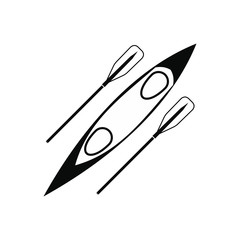 Kayak and rowing oar black simple icon