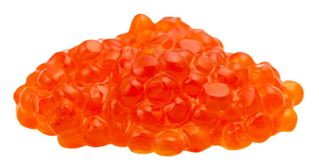 handful of red salmon fish red caviar isolated