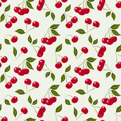 Seamless pattern with cherries