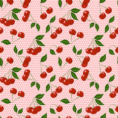 Seamless pattern with cherries