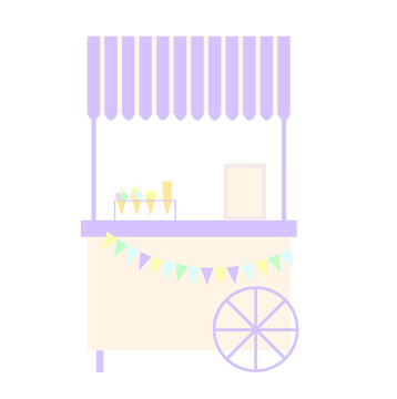 Ice cream cart - Vector illustration.