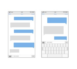 Smartphone chatting sms template bubbles. Place your own text to the message clouds.