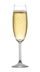 Abwaschbare Fototapete Alkohol Ein Glas Champagner auf weißem Hintergrund
