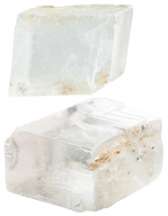 two transparent iceland spar mineral gem stones