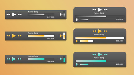 Set of media player application, app template with flat design style for smartphones, PC or tablets © andreybel