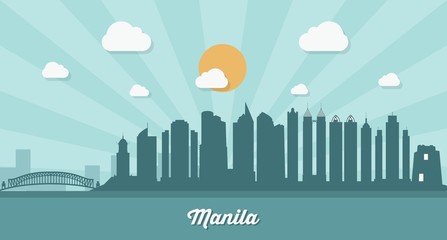 Fototapeta premium Manila skyline - flat design