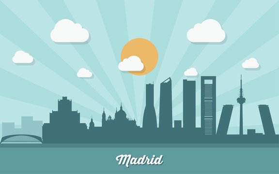 Madrid skyline - flat design