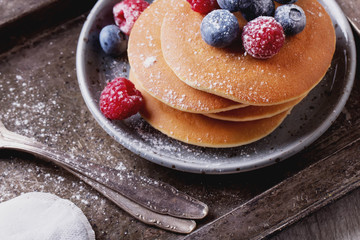Pancakes with Berries and tea