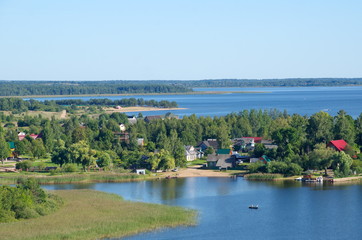 Fototapeta na wymiar Top view of the Seliger lake and the Islands, Tver region