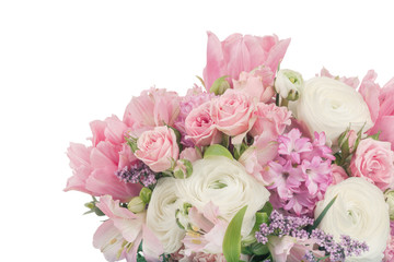 Amazing flower bouquet arrangement in pastel colors isolated on