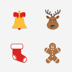 Christmas bright icons collection - vector illustration. 