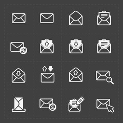 Email and envelope icons on Dark 