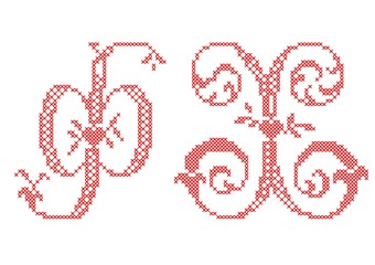Russian letters.Cross Stitched Fonts. Cyrillic alphabet for embroidery. Set Cyrillic letters. Stitch font. picture RASTR