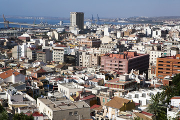 Fototapeta premium Cityscape viewed from the Santa Barbara castle. It is the second largest city of Valencian community