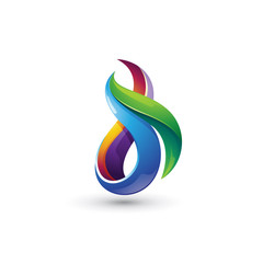 Abstract Color Flame 3d Logo