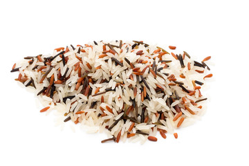 Rice, natural long rice grain for isolated background.