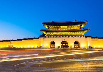 Beautiful Architecture in Gyeongbokgung Palace at Seoul city Kor