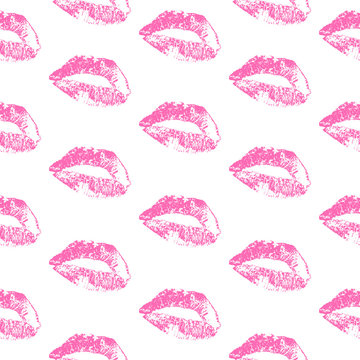 Seamless Pattern With Pink Lips
