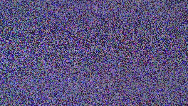 Television RGB color static noise, TV glitch and broadcast failure.