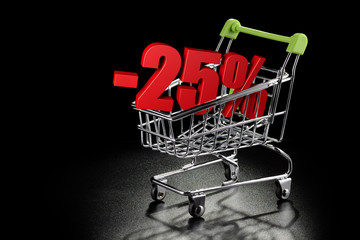 Shopping cart with 25 % percentage