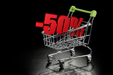 Shopping cart with 50 % percentage