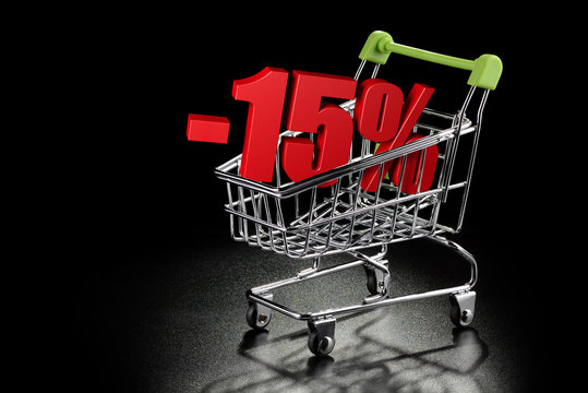 Shopping cart with 15 % percentage