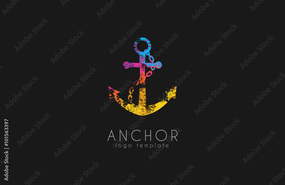 Wall mural anchor logo. rainbow logo. company logo. colorful anchor