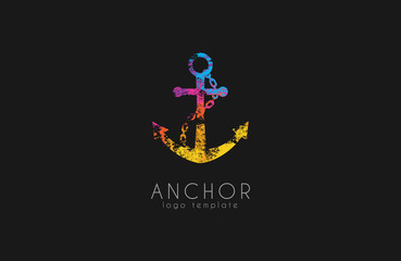 Anchor logo. Rainbow logo. Company logo. Colorful anchor