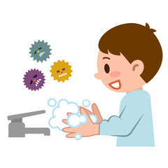 手洗いする男の子