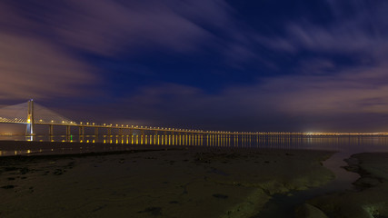 Vasco da Gama Bridge in Lisbon. The longest bridge in Europe