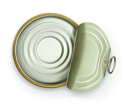 Open tin can, top view vector icon