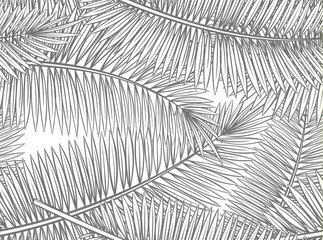 Seamless pattern with palm leaves in sketch style