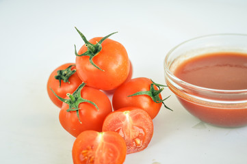 Cherry tomatoes and tomato sause, paste